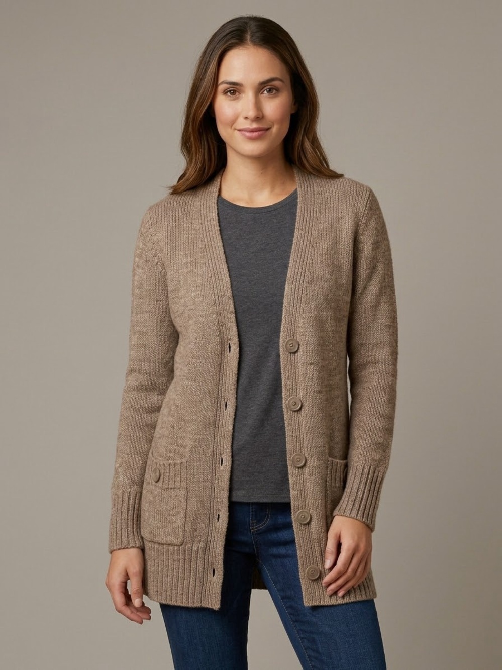 Long Tall Sally Wool Alpaca Blend Knit Longline Cardigan sweater with pockets